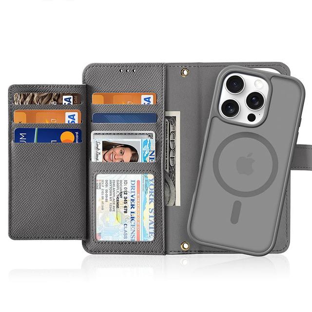 Luxury Magsafe 2-in-1 Phone Case for Phone Genuine Leather Calfskin Magnetic Split Flip Design Card Slot Coin Purse