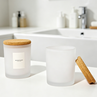 Daize - Bougie aromatique classique en verre transparent givré blanc avec couvercle et modèle de personnalisation MHC-001
