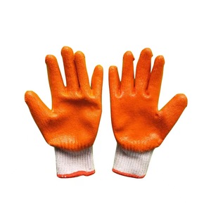Shuoya barato 10G PVC recubierto rojo naranja verde plano colgante hilo seguridad trabajo guantes - Product Image 1