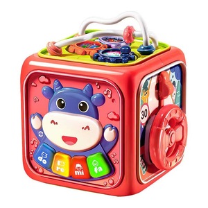 Centro de Actividades Infantiles 6 en 1 con Diseño de Dibujos Animados, Laberinto de Cuentas Multifuncional, Cubo de Actividades para Bebés y Niños Pequeños - Product Image 6