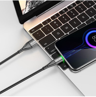 Venta caliente de fábrica Nueva llegada Luz LED verde Cargador rápido Tipo C Nylon Cable USB 2M USB Tipo C PVC Teléfonos móviles Computadoras