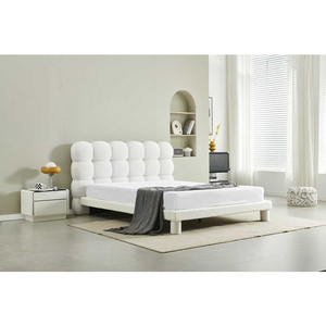 Base de Cama Minimalista de Tela Gris Claro con Cabecera Acolchada Extra Grande - Product Image 2