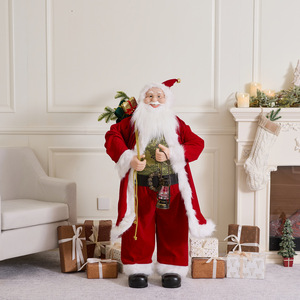 LINGKAI Plush Santa Claus Figurine with Gift <b>Box</b> and Pine Branch <b>Christmas</b> Home Tabletop Decor Ornament for Holiday Display - Product Image 6