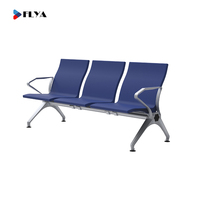 Chaise d'attente FLYA 3 places en PU pour aéroports, salles d'attente d'hôpitaux et cliniques avec table