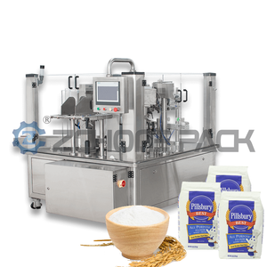 Máquina de envasado de polvo de café de alta velocidad y multistación para bolsas preformadas con cierre vertical tipo Doypack - Product Image 1
