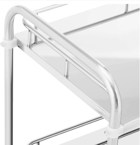 Chariot médical à 2 niveaux en acier inoxydable avec garde-corps |   Chariot de traitement mobile pour clinique hospitalière - Product Image 2