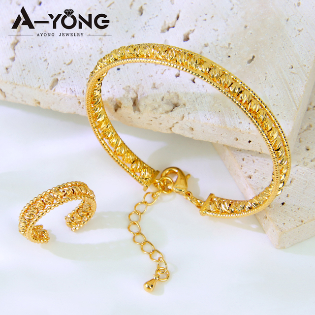 Modern Fashion Open Ring Adjustable 18k Gold Plated Jewelry Bracelets Sets for Women Jewelry