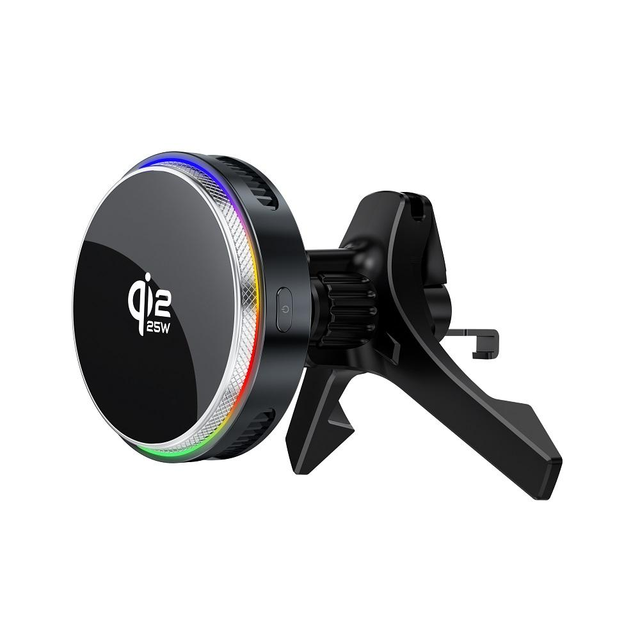 Mini Q2.2 25W Car Wireless Charger with Fan and Magnetic Fast Charging Pad with PC Material for iPhone 17