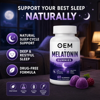 Gummies de mélatonine en gros OEM/ODM 5mg, complément naturel pour le sommeil, végétalien, sans OGM, saveur fraise, en vrac