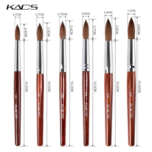 Pinceau à ongles en acrylique 100% pur Kolinsky, manche en bois cranté, pour extension de poudre, pinceau de manucure pour salon de beauté - Product Image 2