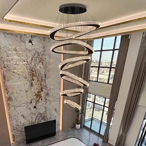 Biệt thự sang trọng Duplex xây dựng treo đèn chùm thiết kế hiện đại cao cấp pha lê <span class=keywords><strong>LED</strong></span> ánh sáng khung thép không gỉ cho phòng khách - Product Image 3