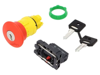 XB5AS9442 Nouveau Interrupteur d'arrêt d'urgence original SPST-NC, Interrupteurs d'arrêt d'urgence, Bouton d'arrêt d'urgence en plastique rouge avec clé, 1NC