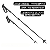 Bâtons de ski HONOR ultra légers en fibre de carbone, tige de 14 mm, longueur réglable 115-145 cm, poignée antidérapante pour le ski tout-terrain