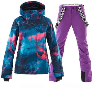 เสื้อสกีสโนว์บอร์ดทนทานสำหรับผู้หญิง,กางเกงสกีกันหนาวหุ้มฉนวนกันน้ำสำหรับกีฬา