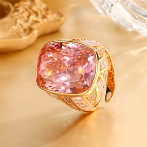 Fashion Jewelry Eco-friendly Copper Geometric Square 15*20mm Colored Cubic Zirconia Rose Gold Plated <b>Rings</b> for Refined Women - Product Image 3
