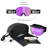 Masque de ski et de snowboard OEM personnalisé à vision large sans monture et ventilé, avec lentille magnétique à échange rapide, système de fixation latérale, anti-buée UV400
