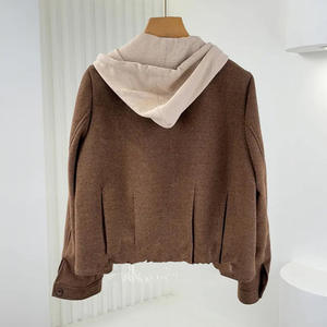 เสื้อแจ็กเก็ตแขนยาวผ้าขนแกะสไตล์เกาหลี, เสื้อปอนโชแบบลำลองมีฮู้ดสั้นเสื้อโค้ทที่ใช้งานได้หลากหลายฤดูใบไม้ร่วง2025 - Product Image 2