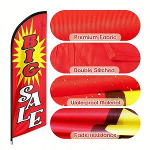 ธงขนนกโพลีเอสเตอร์ถักแบบสั่งทำพิเศษสำหรับโฆษณาภายนอกอาคาร สำหรับร้านขายบุหรี่ ร้านตัดผม หรือธงชายหาด - Product Image 2