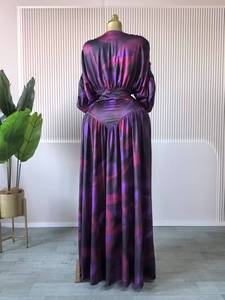 Vestido Maxi con Cuello en V Profundo y Cintura Fruncida para Mujer - Estampado Floral y Abstracto, Vestido Formal de Talla Grande, Vestidos Africanos de Moda para Mujer - Product Image 3