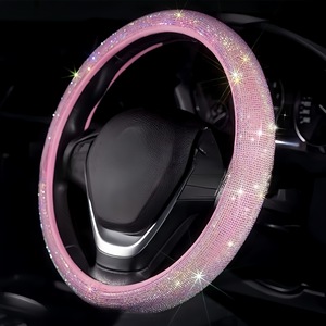 Cubierta de <span class=keywords><strong>volante</strong></span> de diamante ostentoso de cristal, accesorios de decoración Interior de coche <span class=keywords><strong>con</strong></span> diamantes de imitación, cubierta de coche elegante para estilo cómodo - Product Image 2