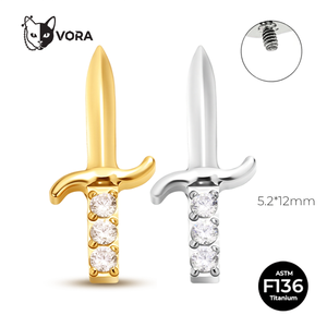 เครื่องประดับเจาะร่างกาย VORA ทำจากไทเทเนียม ASTM F136 เครื่องประดับไทเทเนียม ชุบ PVD 18K ประดับเพชร CZ รูปดาบ สไตล์พังก์ กอธิค Y2K สำหรับสาวๆ ผู้ชาย และผู้หญิง - Product Image 1
