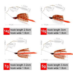 Leurres de pêche artificiels en forme de bourdonnement, jupes en caoutchouc métallique, Spinner, Bass, 5g, 7g, 10g, 14g, vente en gros - Product Image 2