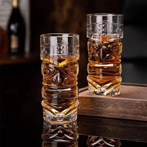 Verre à eau en cristal style tiki, sans plomb, 410ml, design Unique, nouveau design - Product Image 2