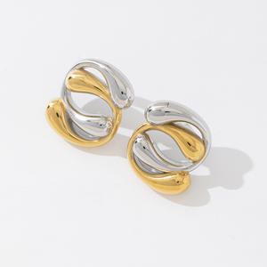 2025 moda mujer único 18K chapado en oro impermeable joyería de alta calidad Acero inoxidable geométrico declaración Stud pendientes - Product Image 1