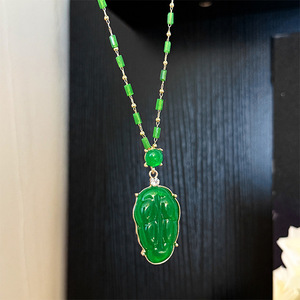 Monstera Leaf Necklace Zinc Alloy Pendant Geometric Design Sweater Chain Fashion Accessory - Product Image 3
