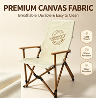 Chaise de camping pliante en aluminium à effet bois, chaise pliante d'extérieur avec accoudoirs en bois massif, chaise de réalisateur portable