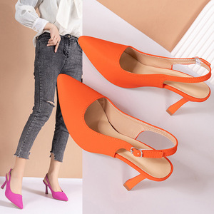 Nouvelles chaussures d'été pour femmes en PU respirant, coupe basse, talon haut, bout rond, sexy, tailles 2-21 - Product Image 2