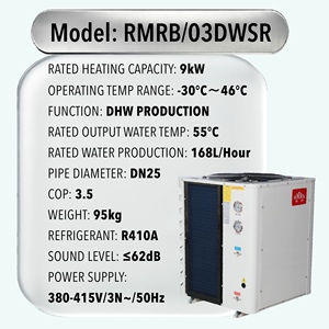 Pompe à chaleur air-eau 03DWSR/9kW -30°C ° Unité DHW C COP3.5 pour hôtel, école, hôpital, usage commercial à basse température - Product Image 2