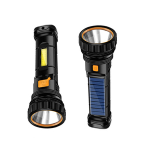 Led Solar <b>Flashlight</b> 12W <b>Rechargeable</b> With Side Light Outdoor Emergency Lighting - Product Image 1