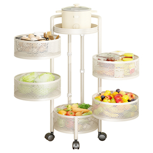 Carrito de Cocina Giratorio de Metal Personalizable CST, Estante de Almacenamiento Resistente de Acero al Carbono, Organizador Multiusos para Ahorrar Espacio en el Hogar - Product Image 6