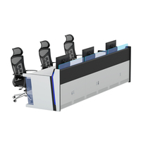 Console de commande de sécurité moderne en acier laminé à froid de 1 mètre de large pour salle de diffusion, salle de surveillance et salle de contrôle, bureau informatique