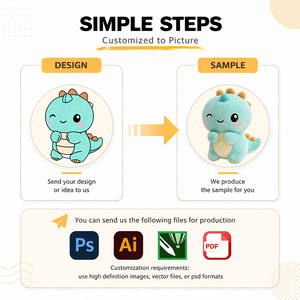 Fabricant de peluches personnalisées en forme de dinosaure de dessin animé, jouet en peluche sur mesure, rembourrage en coton PP, doublure en <span class=keywords><strong>maille</strong></span>, pas de quantité minimale de commande - Product Image 2