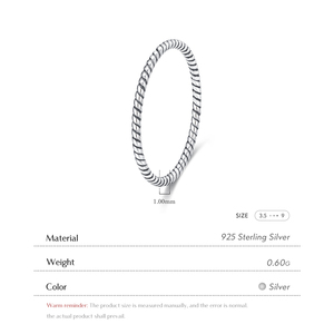 925 стерлингового серебра витое простое Винтажное кольцо модное ретро штабелируемые кольца - Product Image 3