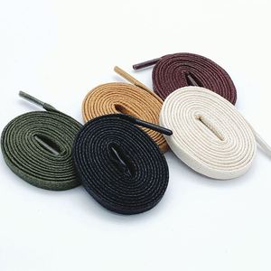 YS RTS Flat Flat Color Waxed Shoelaces 7mm No Material Factory Stock Wholesale for Skate Shoes <b>Hiking</b> Shoes Sneakers Martin - Product Image 3