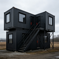 Maison conteneur modulaire préfabriquée en kit avec portes et fenêtres pour unité de vie à distance en milieu agricole Chambre/Salon/Atelier Solaire