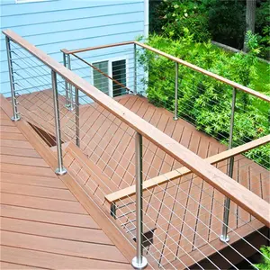 Contemporary Stair Railings Stainless Wire Handrail For Indoor Stairs