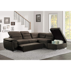 Winforce Luxury L Shaped Fabric sleeper sofa Morden Pullout corner sofas sectionals with Storage ottoman folding sofa bed
