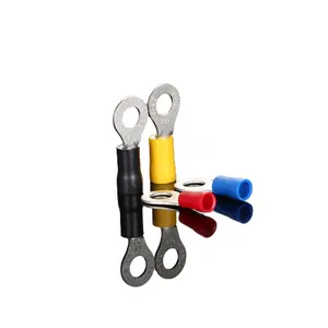 RV 1- 4 PVC Terminal Cincin Terisolasi Kawat Listrik Tembaga Konektor Kabel Lug Sekrup Blot Stud Konektor Terminal