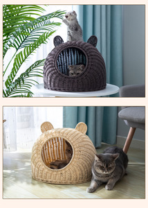 BunnyHi MW003 Benutzer definierte Körbe Handgemachte gewebte Weihnachts hunde höhle Rattan Pet Nest Süße Katzen Betten und Häuser für Innen katzen - Product Image 6