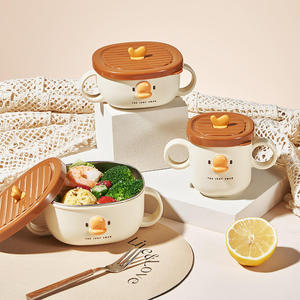 Enfants mignon 316 acier inoxydable bol <span class=keywords><strong>de</strong></span> nouilles instantanées couvercle poignée grande capacité maison dortoir étudiants Internet boîte à lunch - Product Image 6