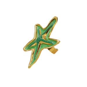 Fashion <b>Ring</b> Star Shape Green Enamel Gold Plated 316L Stainless Steel Sustainable Resistant Jewelry - Product Image 1