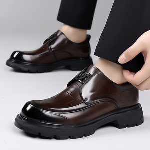 Chaussures Derby de Mariage pour Hommes en Cuir Véritable de Vachette de Luxe, Respirantes, à Semelle Épaisse, Style Business Décontracté, à Enfiler - Product Image 3