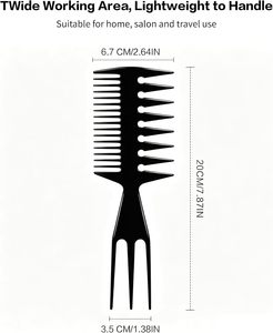 Peigne de coiffure antistatique en plastique personnalisé en gros, peigne 3 en 1 pour hommes, peigne de coiffure de haute qualité, peigne de barbier pour la coupe des cheveux - Product Image 2