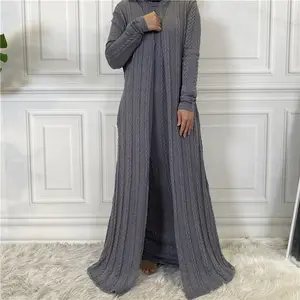 6 Kleuren Winter Nieuwste Premium Kwaliteit Open Abaya Maxi Vest Met Zakken Van Moslim Lange Abaya Kimono