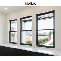 WANJIA Ventanas colgantes de impacto de huracán estándar australiano Marco de aluminio Ventana deslizante de doble vidrio para apartamento Ventana colgante Doble
