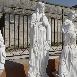 Sculpture religieuse chrétienne personnalisée, sculpture de la Vierge Marie en marbre blanc - Product Image 5